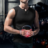Threebooy Men Sexy Tight Henley Collar Sports Casual Vest New Genderless Shaping Fitness Training Stretch Solid Color Tank Top Unisex