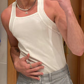 Threebooy Fashion Men Tank Tops Solid O-neck Sleeveless Skinny Tops Tees Vacation Casual Vests Streetwear Men Sexy Fitness Camisole