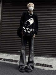 Threebooy print design imitation mink knit sweater na693