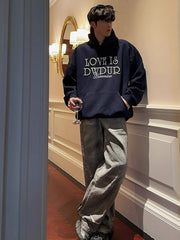 Threebooy 【JH HOMME】letter print pearl hooded na1560