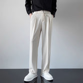 Threebooy Korean Men Casual Suit Pants Elastic Waist Straight Wide leg Trousers Spring Autumn Fashion Youth Pant Streetwear High Quality