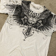 Threebooy 2000s Affliction High Street Y2K Mens T shirt Retro Graphic Print Oversized T Shirt Harajuku Gothic Cotton Short Sleeve Tops New