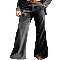 Threebooy Spring Autumn Fashion Velvet Flared Pants Men High Street Trendy Suit Trousers Vintage Comfortable Vacation Casual Trousers