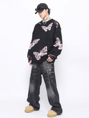 Threebooy 【Mz】broken holes design oversize knit na1545