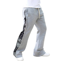 Threebooy Spring Autumn Hip Hop Side Buckle Cashew Graphic Print Casual Pants For Men Drawstring Loose Straight Trousers Streetwear Male
