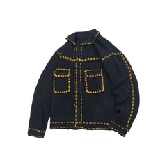 Threebooy American Jacquard Vintage Knitted Jacket For Men Autumn Winter Turndown Collar Sweater Cardigan Fashion Streetwear Kint Tops