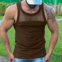 Threebooy Mens Vest U-neck Chest Mesh Sleeveless T-Shirts Tops Summer Casual Sports Tank Tee Tshirt Clothing For Men Plus Size 5XL