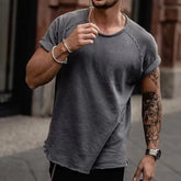 Threebooy Oversized Vintage T Shirt Men Making Old Short Sleeve Loose Casual Tee Tops Summer Solid Color Fashion T-shirts Streetwear