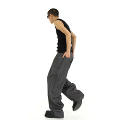 Threebooy Mens Y2k Casual Pants New Genderless Fashion Trend American Retro Solid Color Loose Floor-Length Wide-Leg Pants Unisex