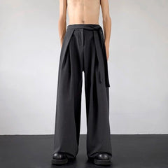 Threebooy Mens Y2k Japanese Belt Casual Trousers Streetwear Daily Niche Personality Versatile Comfortable Straight Pants Men New