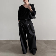 Threebooy Mens Pants Three-Dimensional Pleated Casual Pants Streetwear Fashion Luxury Grunge Wide-Leg Pants Old Money Men'S Clothing 2025