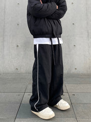 Threebooy Y2K Korean Casual Parachute Pants, Wide-Leg Joggers, Long Trousers for Women, Oriented Style.