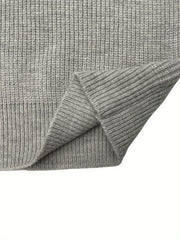 Threebooy Men's Casual Knit Sweater - Stylish Black & Gray, Crew Neck Pullover for Fall/Winter, Perfect for Work, Dates & Outdoor Activities