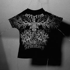 Threebooy 2000s Affliction T shirt Clothes Retro Punk Hip Hop Graphic Print Oversized Tshirt Woman New Round Neck Cotton Short Sleeve Tops