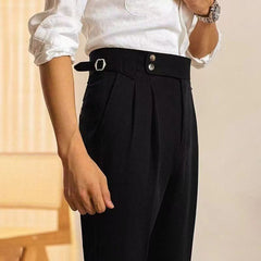Threebooy Men Naples Suit Pants High Waist Paris buckle Straight Trousers Spring Autumn Fashion Business Casual Korean Pants Streetwear