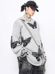 Threebooy 【Mz】broken holes design oversize knit na1545