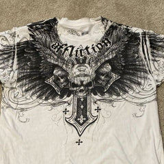 Threebooy 2000s Affliction High Street Y2K Mens T shirt Retro Graphic Print Oversized T Shirt Harajuku Gothic Cotton Short Sleeve Tops New