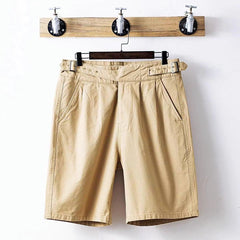 Threebooy Vintage Gurkha Shorts Men Safari Style High Waist Buckle Button Knee Length Naples Pants Summer Casual Loose Shorts High Quality