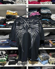 Threebooy 2000s Men T-shirt New Harajuku Retro Hip Hop Skull Pattern Oversized T shirt Short Sleeved Gothic Clothing Top Streetwear Mens