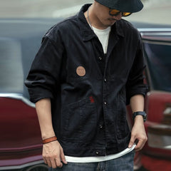 Threebooy American Retro Heavyweight Men Workwear Jacket Safari Style Shirts Spring Autumn Long sleeve Hunting Tops Casual Loose Coat