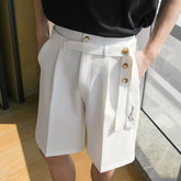 Threebooy Fashion Suit Shorts Men Women Adjustable Waist Belt Loose Five Quarter Pant Summer Ice Silk Casual shorts Unisex Streetwear