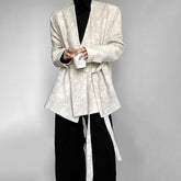 Threebooy Mens Suit Jacket Jacquard Belt Elegant Apricot Suit Genderless Chinese Style Retro Palace Campus Casual Long-Sleeve Top Unisex