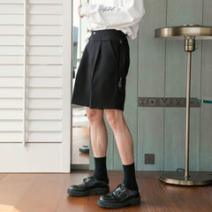 Threebooy Fashion Suit Shorts Men Women Adjustable Waist Belt Loose Five Quarter Pant Summer Ice Silk Casual shorts Unisex Streetwear