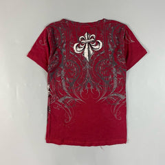 Threebooy 2000s Red Sustainable Cotton Mens T Shirt Retro Affliction Double Eagle Chain American Couple Men And Women High Street T shirt