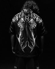 Threebooy 2000s Skull Pattern T Shirt Men Harajuku Street Y2K Trendy Retro Short Sleeved Gothic Oversized Dark Style Fashion Tops Clothing