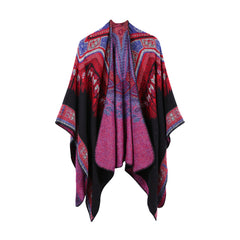 Threebooy Ethnic Style Slit Thick Shawl Men Travel Photography Warm Scarf Vintage Poncho Fashion Cape Outwear Cloak Streetwear Unisex
