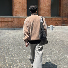 Threebooy 23AW Mens Corduroy Street Stand-Up Collar Cardigan Top Genderless Trend American Fashion Casual Simple Loose Jacket Unisex