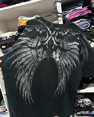 Threebooy 2000s Men T-shirt New Harajuku Retro Hip Hop Skull Pattern Oversized T shirt Short Sleeved Gothic Clothing Top Streetwear Mens
