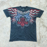 Threebooy American affliction T-shirt Men Y2K Street Vintage Fashion Casual Loose Tees Summer Clothes Loose Casual Cartoon Oversized Tops