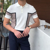 Threebooy Summer Cotton Men Polo Shirt Business Casual Turn-down Collar Button-up Tees Fashion Flocking Tshirts Top Lce Silk Fabric Blouse