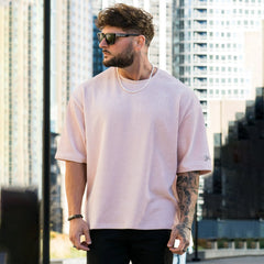 Threebooy New Fashion Ribbed Sports T-Shirts Mens Letter Embroidery Short Sleeve O Neck Tee Top Summer Casual Loose Tshirt Streetwear Male