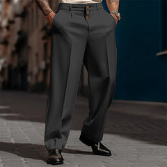 Threebooy Fashion Men Casual Suit Pants Multiple buttons Mid Waist Loose Straight Trousers Spring Summer Business Soild Pant Oversized