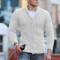Threebooy Fashion Solid jacquard Knitwear Men Long sleeved V-neck Button knitted cardigan Autumn Winter Slim Fit Tops Sweater Coat Male