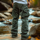 Threebooy American Vintage Corduroy Pants For Men Foot Elastic Windproof Design Big Pocket Cargo Pant Autumn Winter Casual Loose Trousers