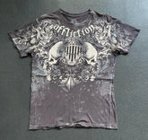 Threebooy 2000s affliction Style Street Hip Hop Clothing couple T Shirt Gothic Skull Cross Print Fashion Knight Graphic Men T shirt