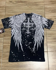 Threebooy 2000s Affliction Street T shirt Men Clothing Gothic Skull Cross Print Cotton Double Senior Double Faced Printing T shirt