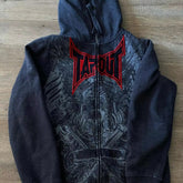 Threebooy 2000s American Tapout Zipper Hoodie Sweatshirt Men Hip Hop Letter Retro Graphic Embroidery Hoodie Jacket Clothes Streetwear