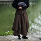 Threebooy Y2k Irregular Skirt Pants Japanese Gothic Samurai Pants Hakama Genderless Streetwear Youth Campus Wide-Leg Pants Unisex 2025 New