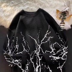 Threebooy Splash Ink Men's Sweaters Japanese Retro Winter Man Jersey Pullover Knit Y2k Ugly Sweaters 2024 New Goth Punk Knitwear Clothing