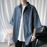 Threebooy Men's Solid Color Shirts 2024 Fashion Woman Short Sleeve Shirt Casual Oversize Tops Male Clothing Korean Streetwear Shirt