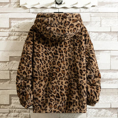 Threebooy Fall/winter Leopard Print Jacket Loose and Comfortable Cotton-padded Jacket Fashion Men's and Women's Autumn Warm Jacket