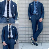 Threebooy Costume Homme Denim Suits Suits Tailor-Made 2 Pieces Slim Fit Coat Pants Prom Tuxedos Wedding Groom Formal Work Casual Tailored