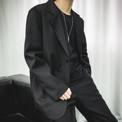 Threebooy Men's Leisure Blazers High Quality Slim Fit Suit Jacket Loose Coat Fashion Outerwear Black Western Clothes Plus Size S-2XL