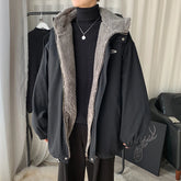 Threebooy Winter Thick Lamb Fur Jacket Men Warm Fashion Hooded Coat Men Korean Loose Oversized Short Coat Mens Cotton Outwear Jackets