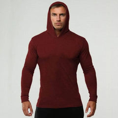 Threebooy New Long Sleeve Shirts Fitness Hoodies Fashion Quick Dry Pullover Men Hooded Clothing Solid Color Sweatshirt Men's Clothing