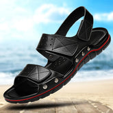Threebooy Summer Men Leather Casual Sandals Plus Size 50 Outdoor Black Walking Soft Luxury Shoes Sandalias Hombre New Fashion